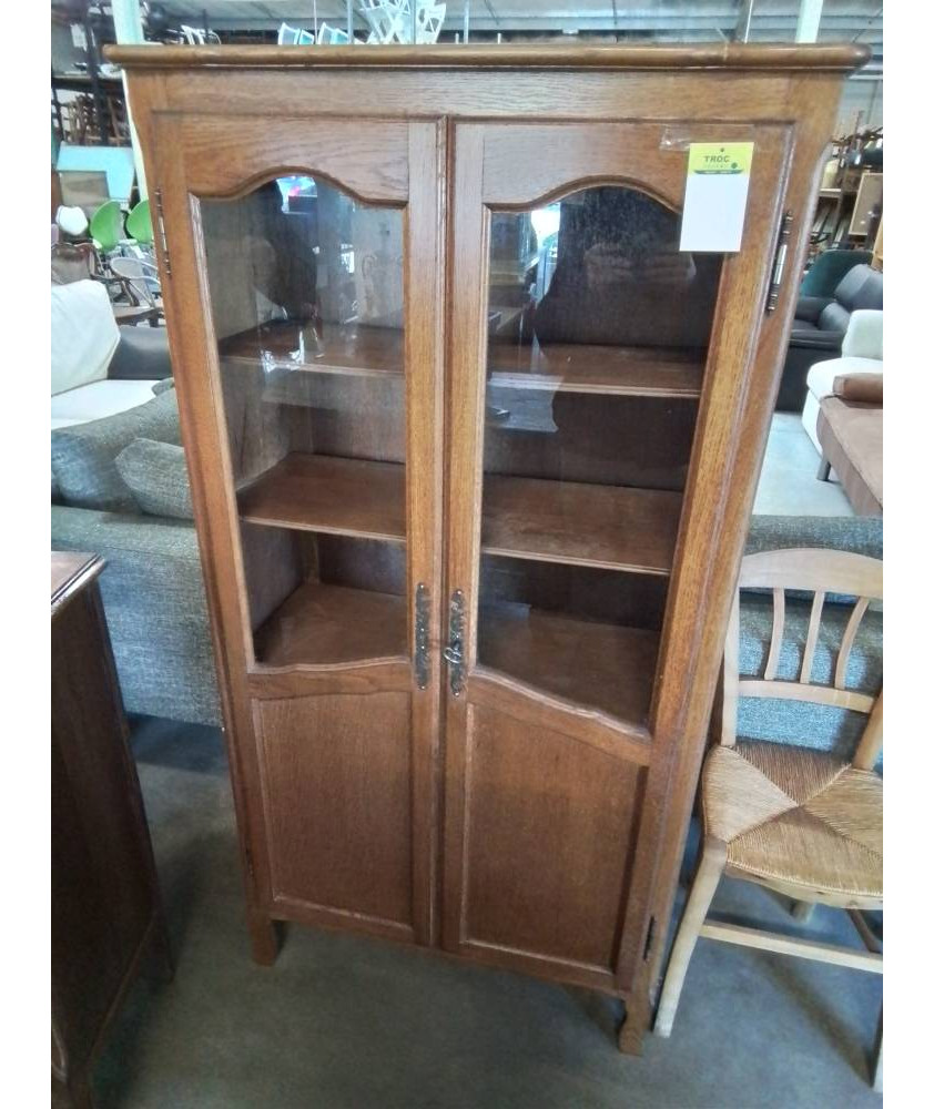 VITRINE BOIS MOULURÉ 2 PORTES STYLE RÉGENCE 