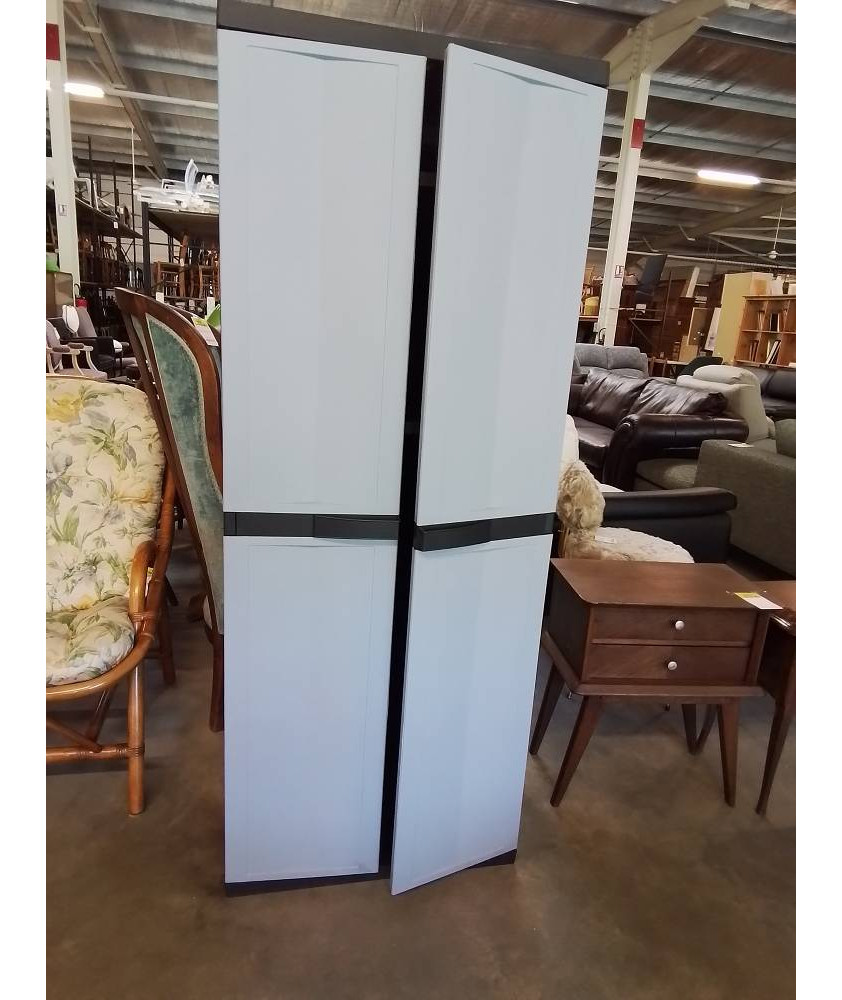 ARMOIRE DE JARDIN RESINE GRIS ET NOIR 2 PORTES