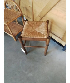 TABOURET CARRÉ BOIS PAILLÉ 