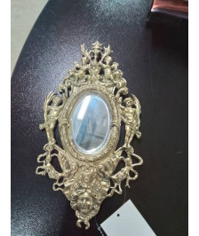 MIROIR BRONZE AUX ANGELOTS ET MASCARONS FIN XIXE 
