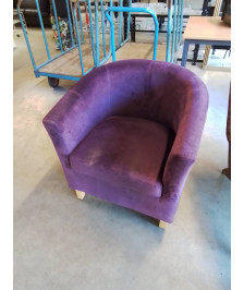 FAUTEUIL CLUB TISSU MAUVE PIEDS BOIS CLAIR 