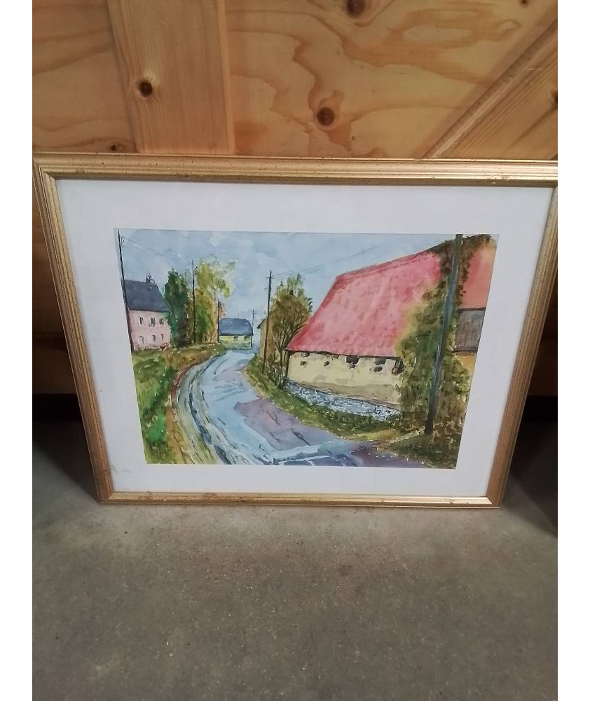 AQUARELLE RUE VILLAGEOISE