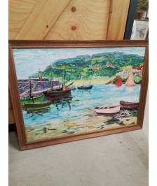 HUILE SUR PANNEAU BARQUES 