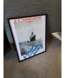 AFFICHE CIE GLE TRANSATLANTIQUE FRENCH LINE LE HAVRE SOUTHAMPTON NEW YORG