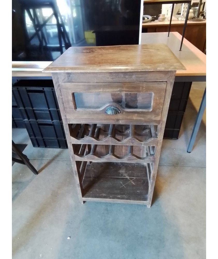 MEUBLE RANGE BOUTEILLES BOIS 1 TIROIR EN L\'ÉTAT