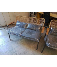 CANAPÉ DEUX PLACES DE JARDIN ROTIN SYNTHÉTIQUE REF OVIBJ561268-HJ