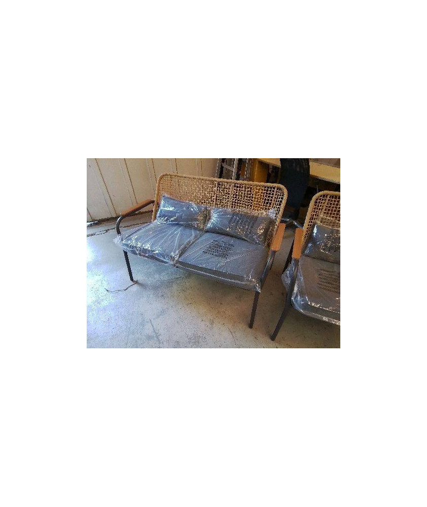 CANAPÉ DEUX PLACES DE JARDIN ROTIN SYNTHÉTIQUE REF OVIBJ561268-HJ