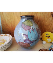 VASE BLEU MOTIF FLORAL