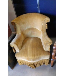 FAUTEUIL VELOURS JAUNE VINTAGE 