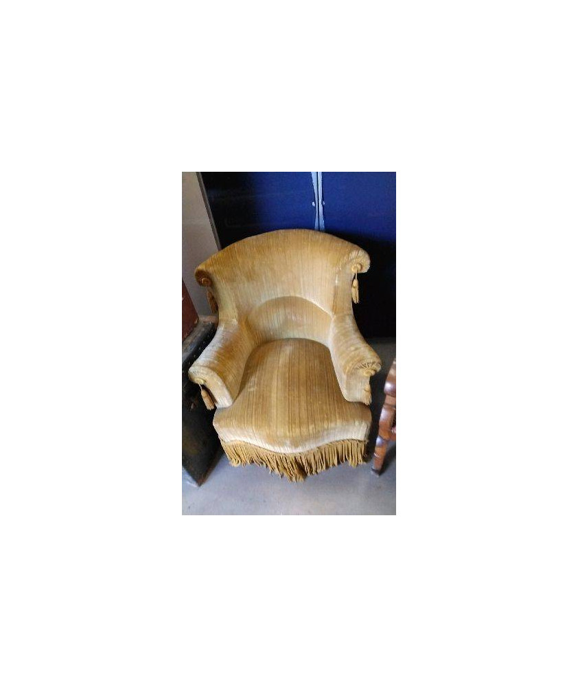 FAUTEUIL VELOURS JAUNE VINTAGE 