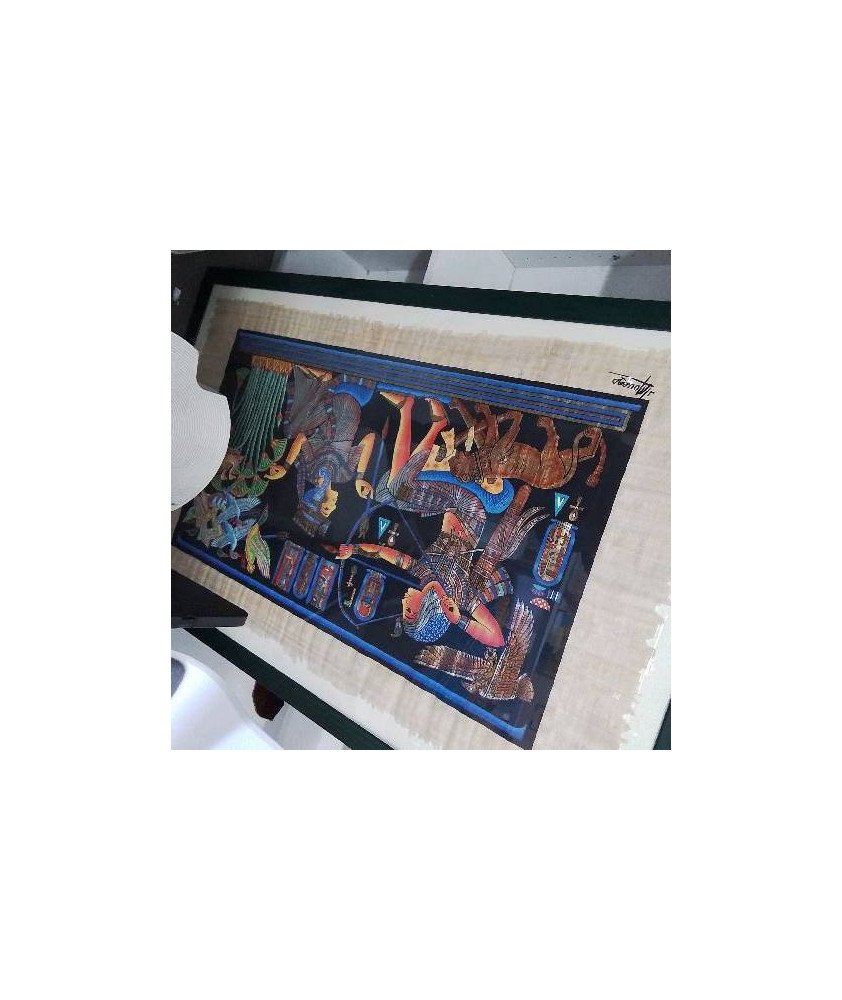 CADRE VERT AVEC PAPYRUS 