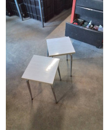 TABOURET CARRÉ PIÈTEMENT MÉTAL CHROMÉ ASSISE FORMICA BLANC ANNÉES 60