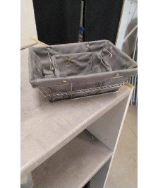 PANIERES FER TISSU GRIS X2 