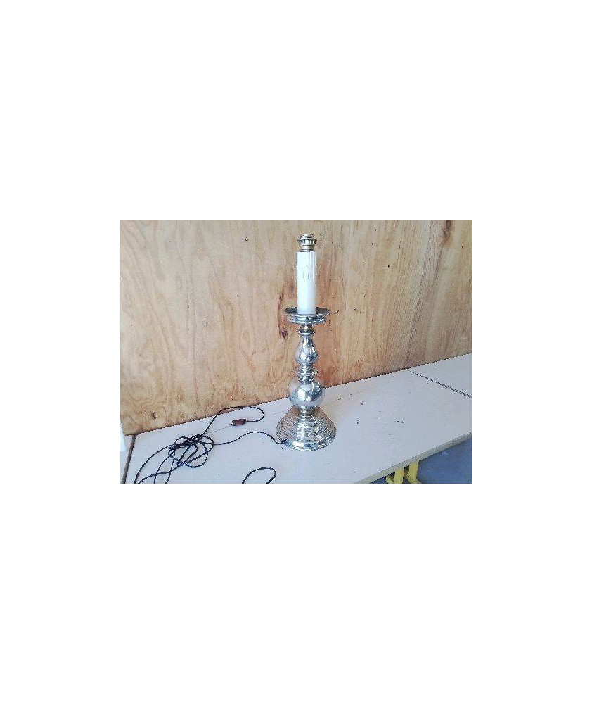GROS PIED DE LAMPE EN METAL CHROMÉ 