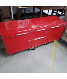 MEUBLE 2 PORTES 2 TIROIRS LAQUÉ ROUGE