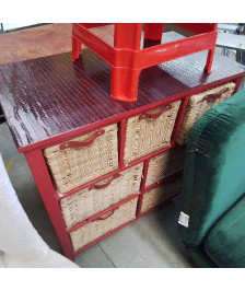 MEUBLE ROUGE A PANIERS