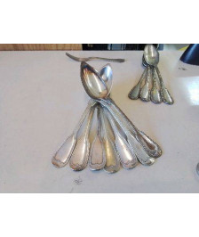 LOT DE 7 CUILLERES A SOUPES EN METAL BLANC ARGENTÉ