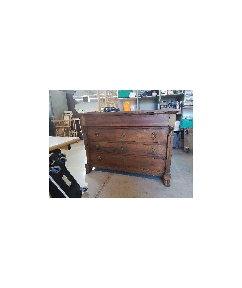 COMMODE EN NOYER EMPIRE RETOUR D’ÉGYPTE 