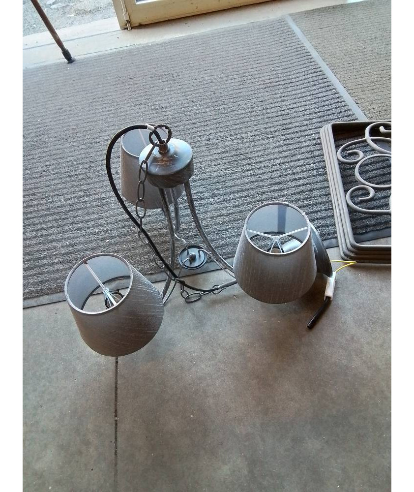 SUSPENSION MÉTAL GRIS AJ TAUPE 3 FEUX