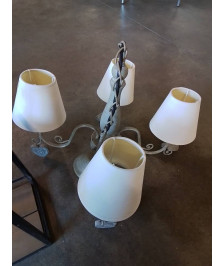 SUSPENSION CAMILLE MÉTAL TAUPE AJ BLANC 4 FEUX 