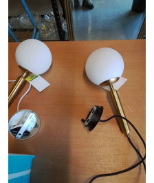 SUSPENSION MÉTAL DORÉ BOULE VERRE BLANC