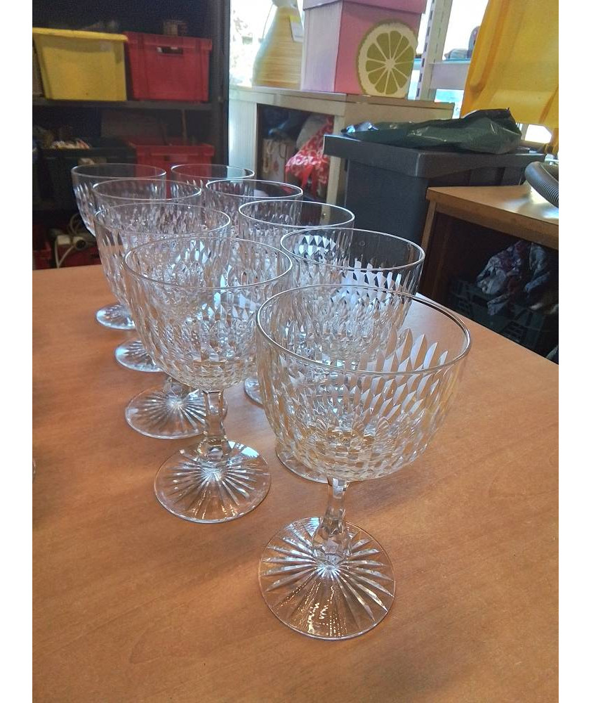 9 VERRES A EAU CRISTAL SAINT LOUIS DÉBUT XXE