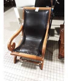 FAUTEUIL CUIR ACCOUDOIRES BOIS