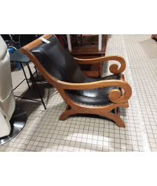 FAUTEUIL CUIR ACCOUDOIRES BOIS