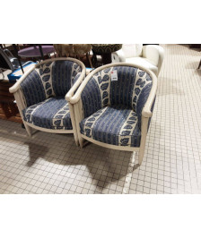 PAIRE BERGÈRES DEMI RONDE  COLONNE TISSU BLEU