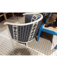 PAIRE BERGÈRES DEMI RONDE  COLONNE TISSU BLEU