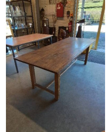 TABLE DE FERME RECTANGULAIRE A ENTRETOISE 1 TIROIR DÉBUT XXE 206X82,5X70CM