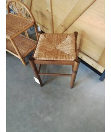 TABOURET CARRÉ BOIS PAILLÉ 