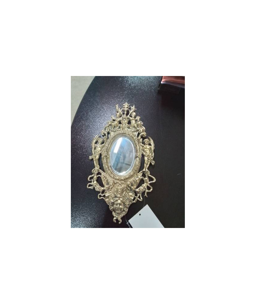 MIROIR BRONZE AUX ANGELOTS ET MASCARONS FIN XIXE 