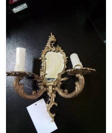 APPLIQUE MURAL MIROIR BRONZE 2 FEUX STYLE LOUIS XV 