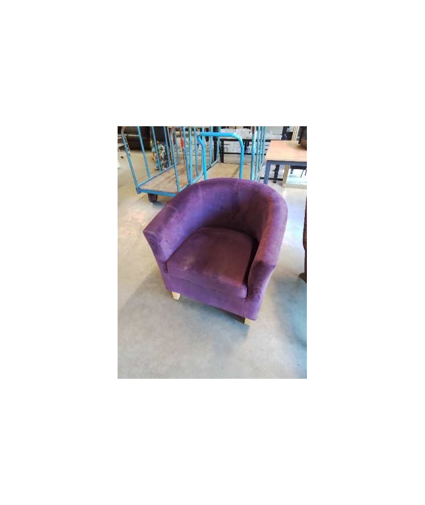 FAUTEUIL CLUB TISSU MAUVE PIEDS BOIS CLAIR 
