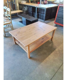 TABLE BASSE RECTANGULAIRE 2 NIVEAUX PIN 