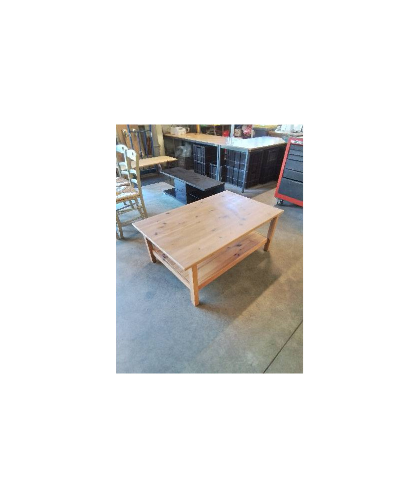 TABLE BASSE RECTANGULAIRE 2 NIVEAUX PIN 
