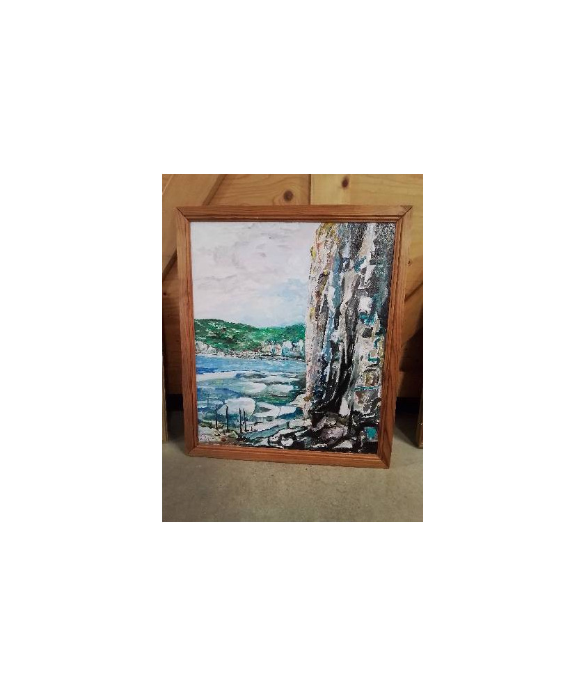 HUILE SUR PANNEAU FALAISE 