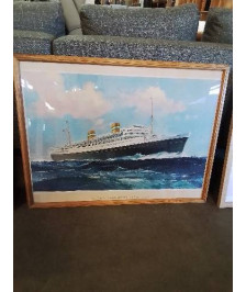 GRAVURE PAQUEBOT NIEUW AMSTERDAM HOLLAND AMERICA LINE FRANK H.MASON (1875-1965)