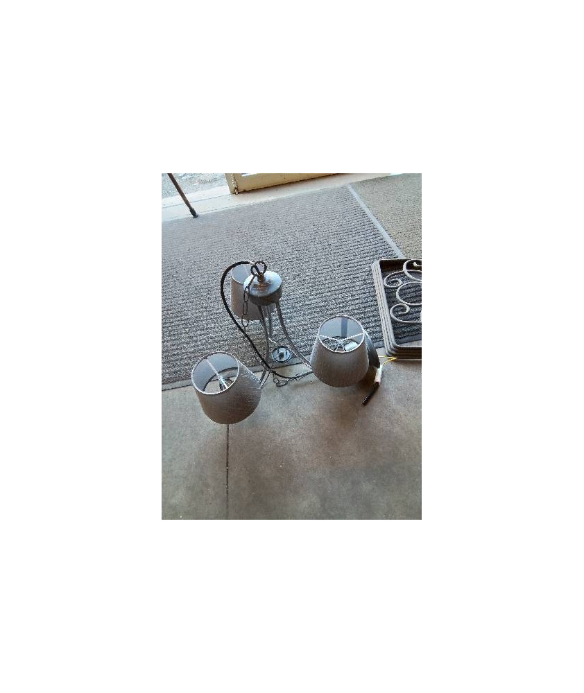 SUSPENSION MÉTAL GRIS AJ TAUPE 3 FEUX