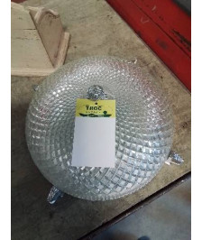 PLAFONNIER MÉTAL ET VERRE TAILLÉ 