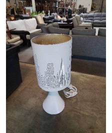 LAMPE TACTILE RESINE ET MÉTAL BLANC