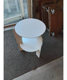 CONSOLE RONDE 2 NIVEAUX MÉTAL BLANC