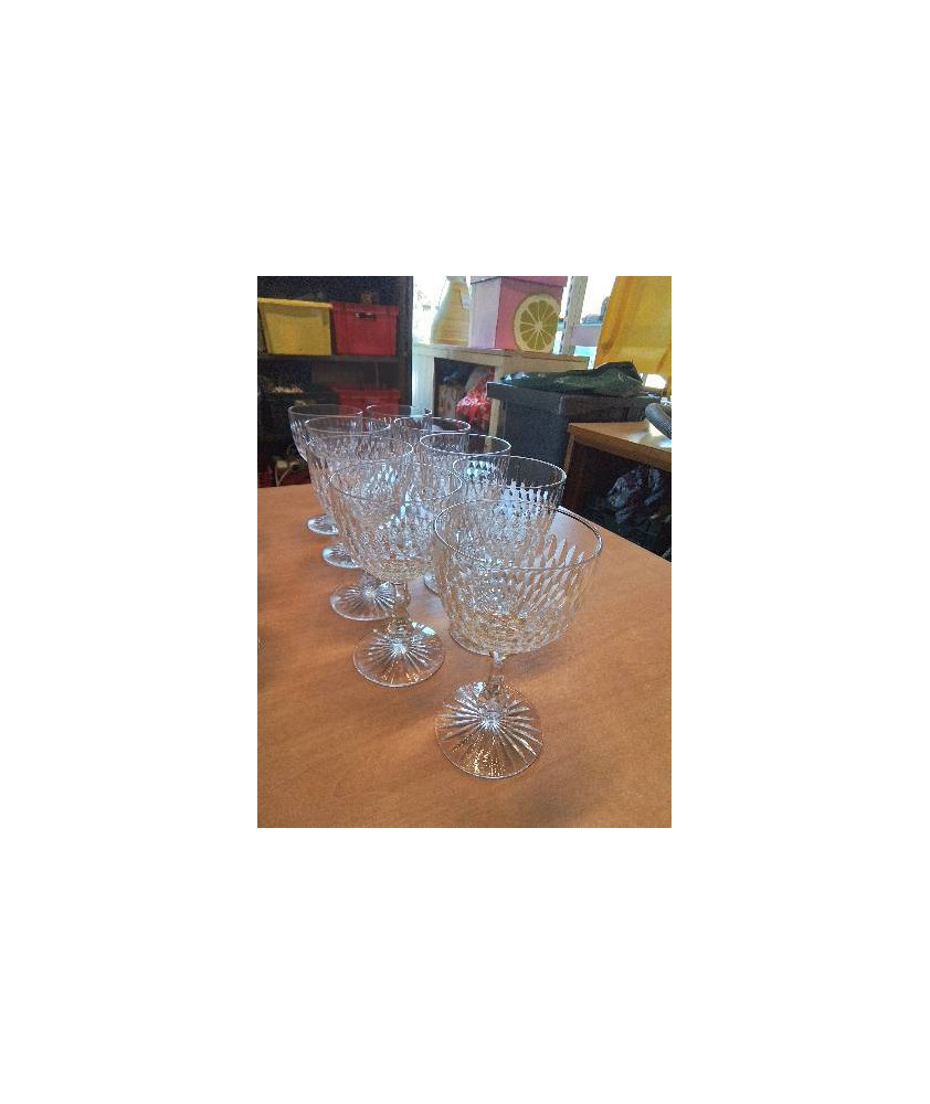 9 VERRES A EAU CRISTAL SAINT LOUIS DÉBUT XXE