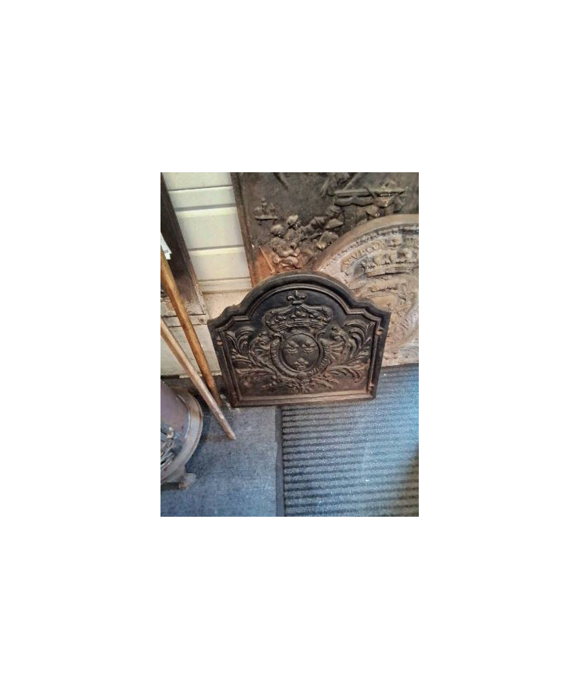 PLAQUE DE CHEMINÉE A LA COURONNE FONTE 59X56CM