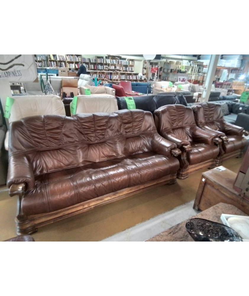 SALON 3/1/1 BOISERIE CHENE +CUIR 