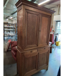 BUFFET LOUIS PHILIPPE 2 CORPS CHÊNE CLAIR MOULURÉ 4 PORTES 2 TIROIRS