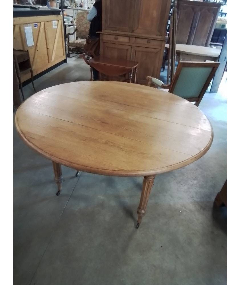 TABLE BOIS CLAIR EXTENSIBLE A ABATTANTS 6 PIEDS 127X76CM 5RALLONGES 50CM