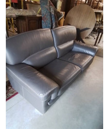 CANAPÉ 2 PLACES CUIR TAUPE