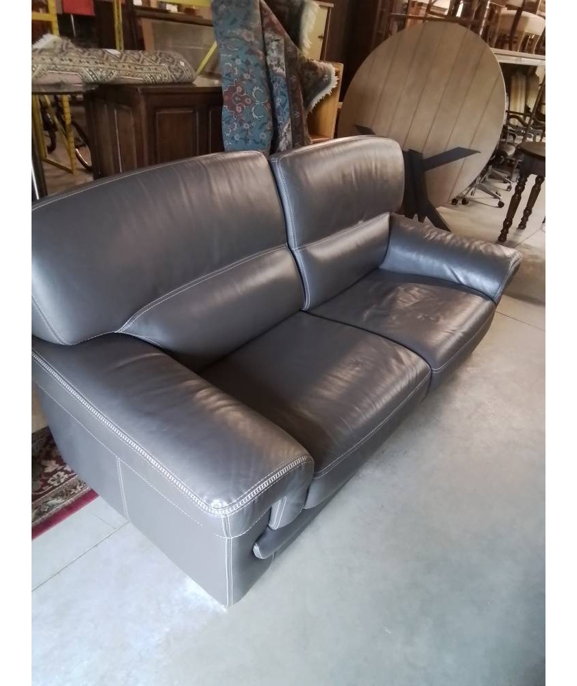 CANAPÉ 2 PLACES CUIR TAUPE